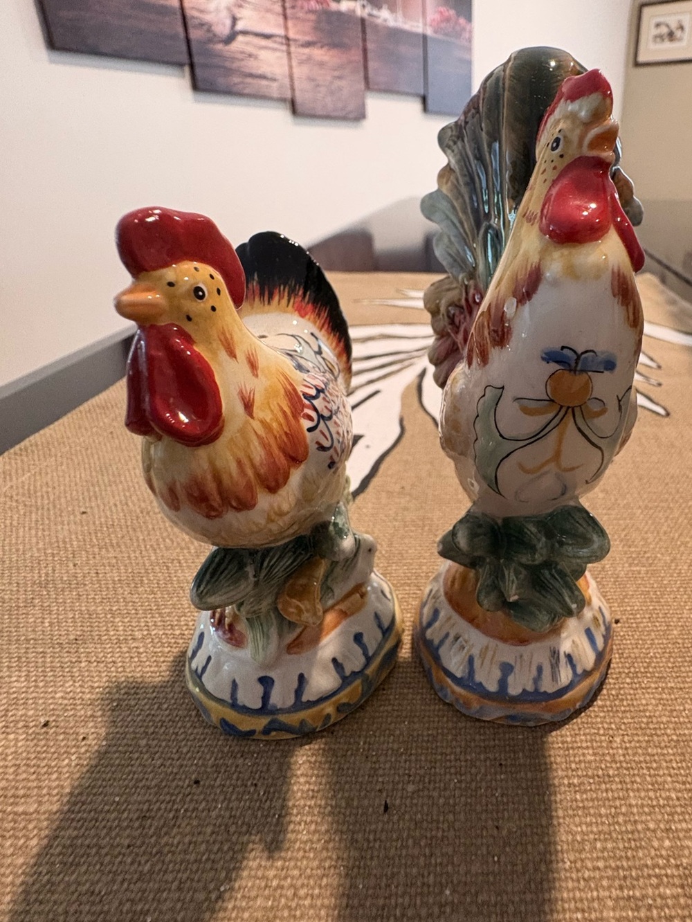 Vintage Fitz and Floyd Hand-Painted Ceramic Rooster Salt & Pepper Shakers